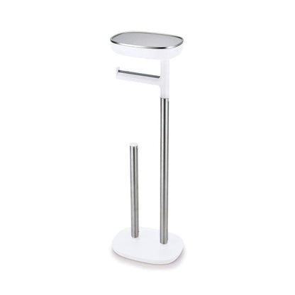 Joseph Joseph EasyStore Butler Toilet Paper Holder Stand and Spare Roll Storage with Shelf and Drawer, Stainless Steel