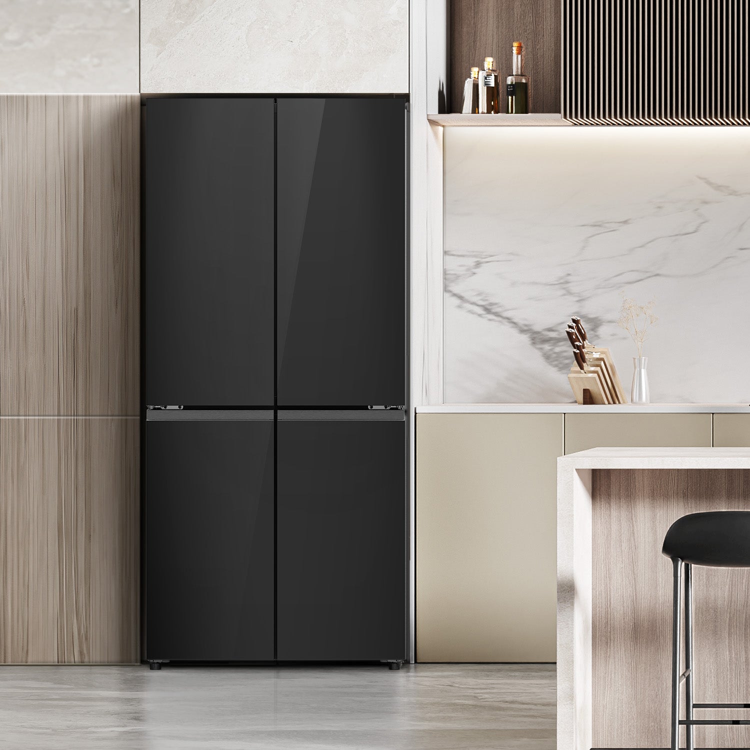 Hisense RQ5G470SBB3 – Cross Door American 457L Freezer Fridge, My Fresh Choice, Dual-Tech Cooling, Bottom Cooling System, Black Glass, 1 Year Full & 5 Years Compressor Warranty