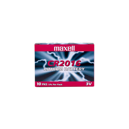 Maxell Coin Cell Batteries CR2016, Pack of 10