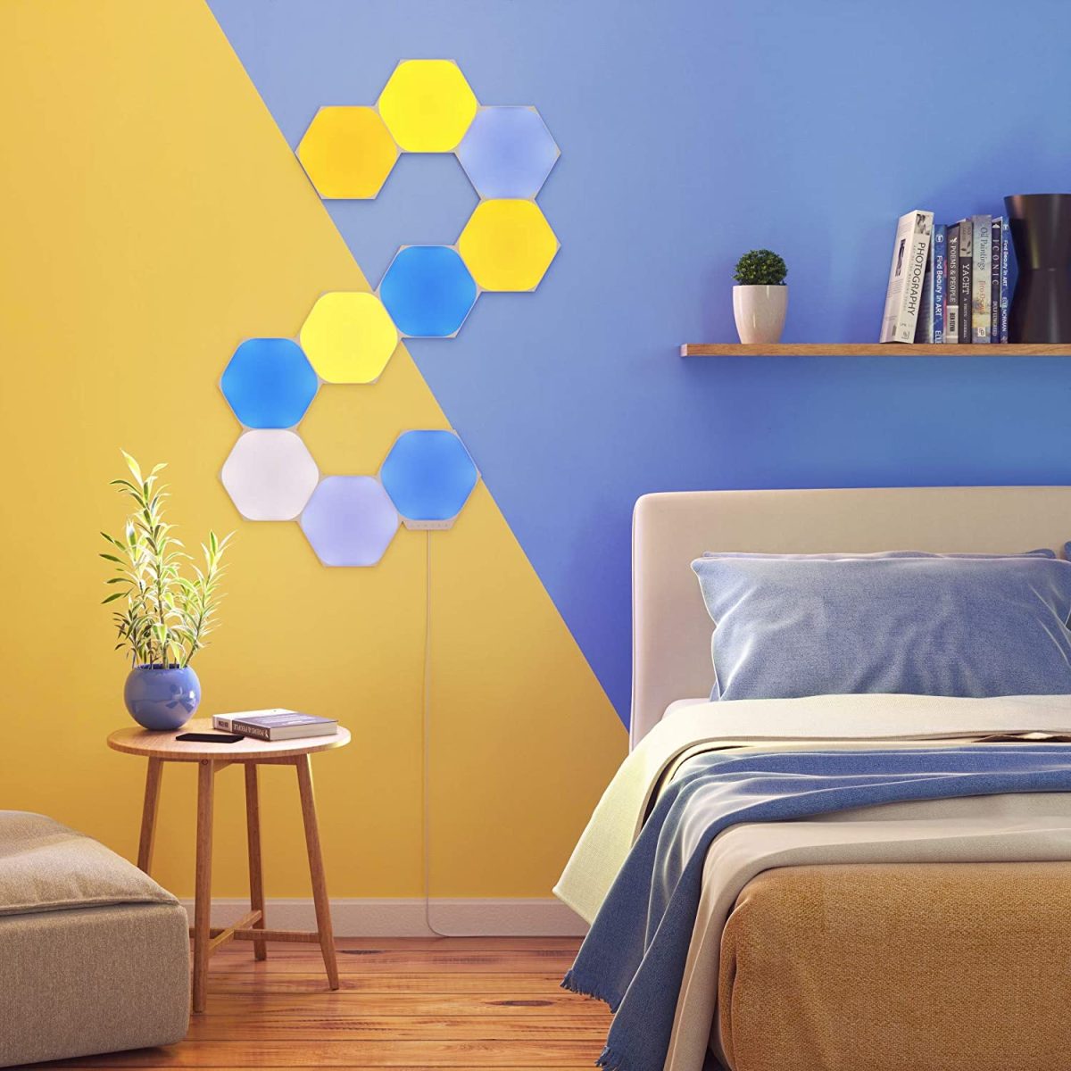 NanoLeaf Shapes Hexagons Starter Kit - Smart WiFi LED Panel System w/ Music Visualizer - 9 Pack - White
