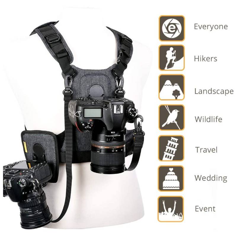 Cotton Carrier - Cotton Carrier G3 Dual Camera Harness for 2 Camera's Gray