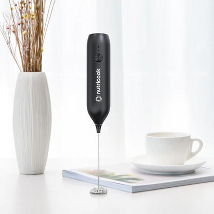 Nutricook Rechargeable Milk Frother, USB-C, Stainless Steel Whisk, Black, NC-MF100ME