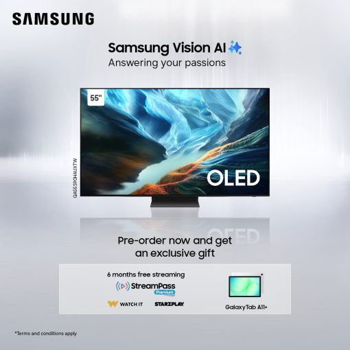 Samsung QA55S90HAUXTW 55″ Oled Tv+ Free Samsung Tab A11 Plus + 6 Months StarzPlay Subscription+ 6 Months WatchIt Subscription. – PREORDER