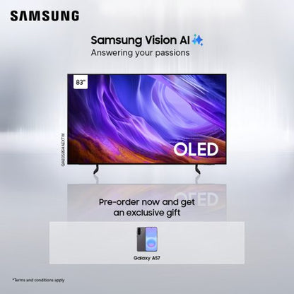 Samsung QA83S85HAEXTW 83″ OLED S85H 4K Samsung Vision AI Smart TV (2026) + Free Samsung A57 – PREORDER