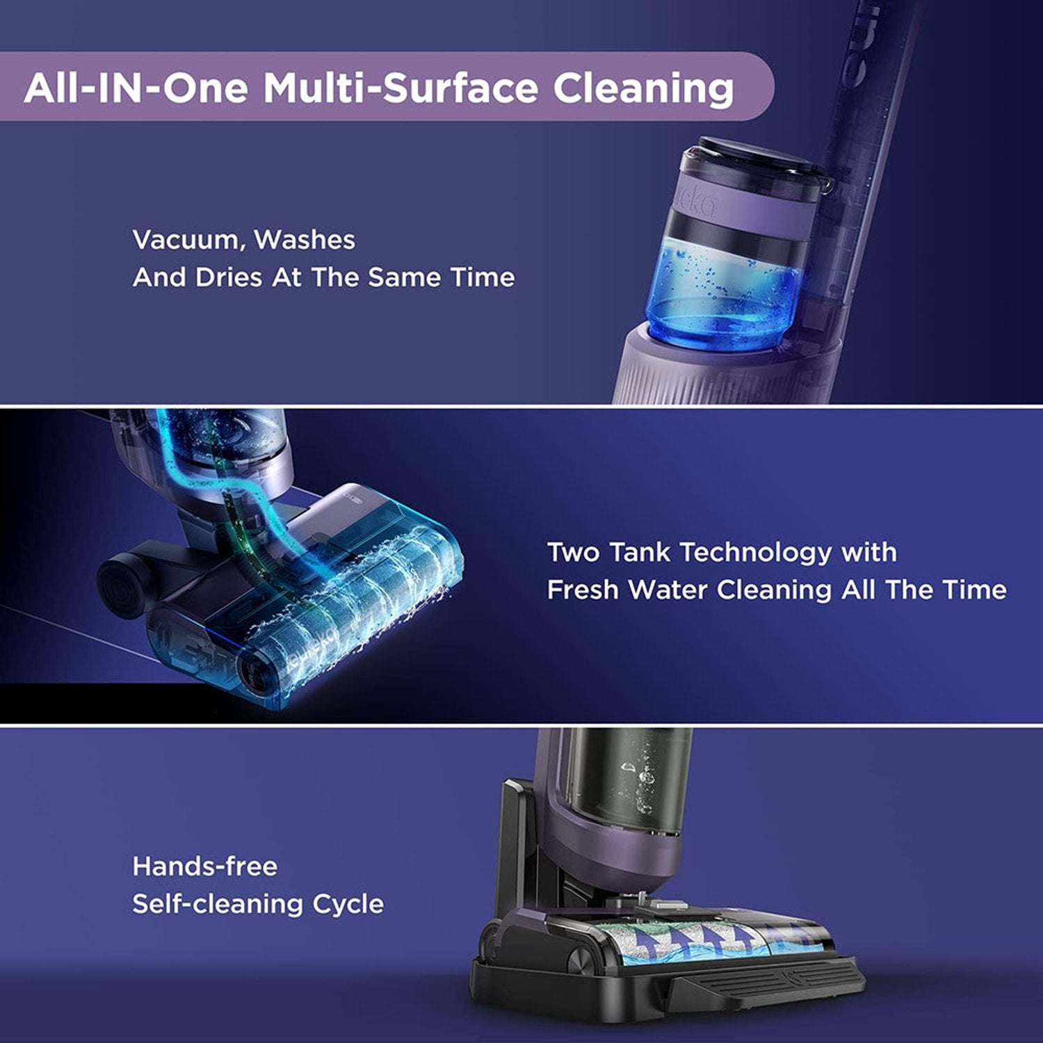 Eureka Cordless Wet & Dry Vacuum Clenaer Black/Purple NEW500