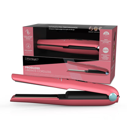 Revamp Liberate Cordless Compact Ceramic Hair Straightener - Pink