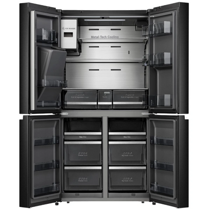 Hisense RQ759N4IBU1 Pure flat Cross Door Smart Refrigerator with Touch Display,Water and Ice Dispenser,Anti-Bacterial Interior ,Metal Cooling, Fridge-Freezer Convertible Bottom right compartment with No Frost inverter compressor