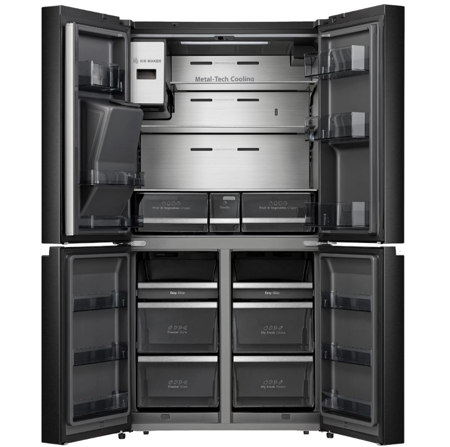 Hisense RQ759N4IBU1 Pure flat Cross Door Smart Refrigerator with Touch Display,Water and Ice Dispenser,Anti-Bacterial Interior ,Metal Cooling, Fridge-Freezer Convertible Bottom right compartment with No Frost inverter compressor