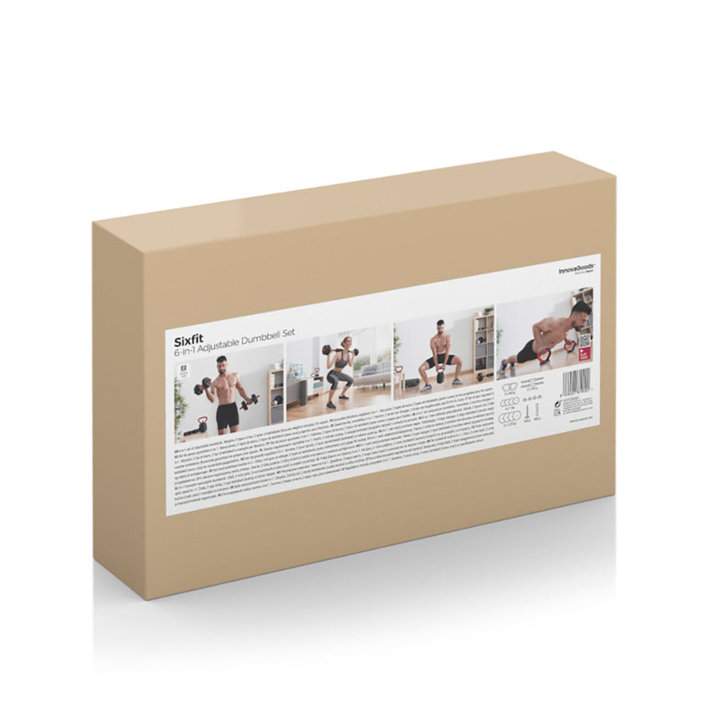 InnovaGoods 6-In-1 Set Of Adjustable Weights With Exercise Guide Sixfit, V0103361