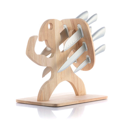 InnovaGoods Set Of Knives With Wooden Base Spartan 7 Pieces, V0103494