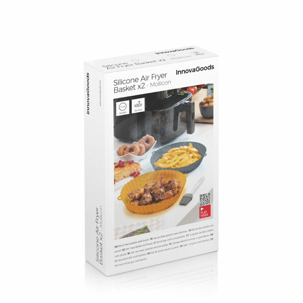 InnovaGoods Silicone Baskets With Brush For Air Fryers Mollicon 2 Units, V0103786