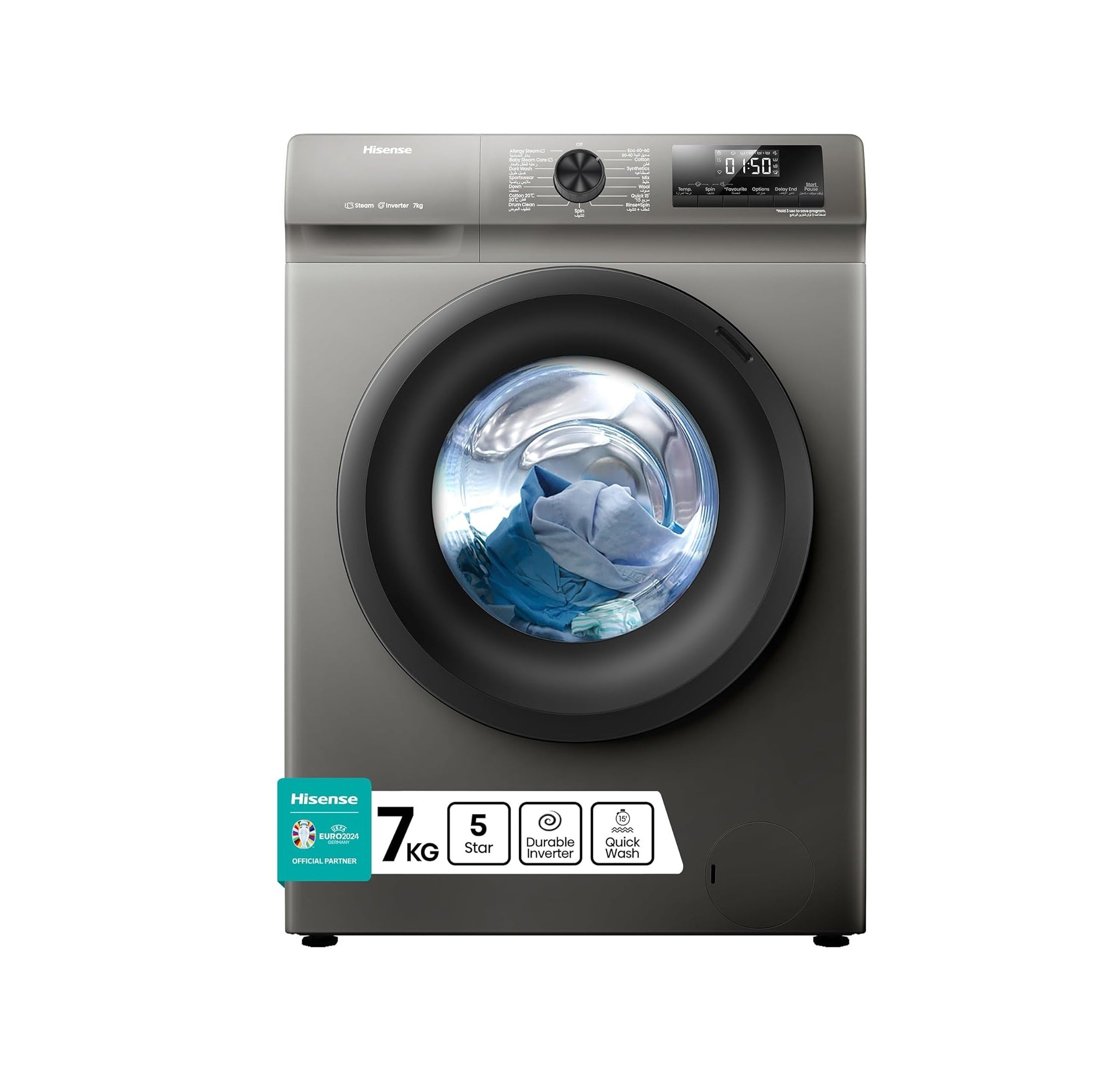 Hisense Washer 7Kg WFQP7012T-P Titanium