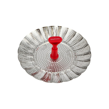 Betty Crocker Stainless Steel Steamer, 18 cm Size, Red/Silver