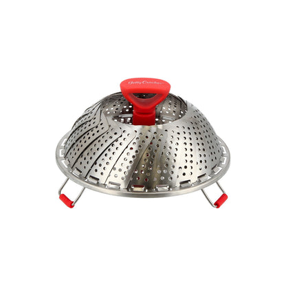 Betty Crocker Stainless Steel Steamer, 18 cm Size, Red/Silver