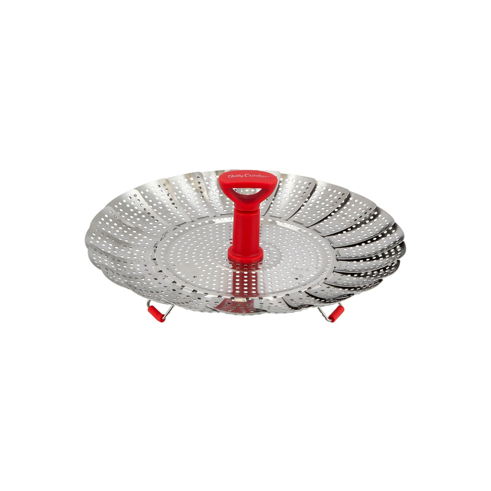 Betty Crocker Stainless Steel Steamer, 18 cm Size, Red/Silver
