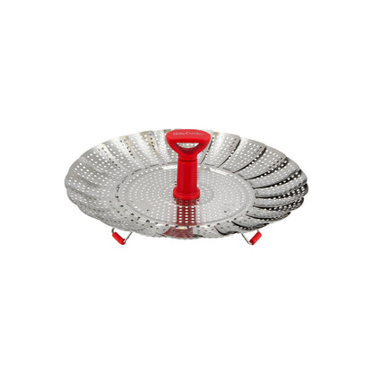 Betty Crocker Stainless Steel Steamer, 18 cm Size, Red/Silver