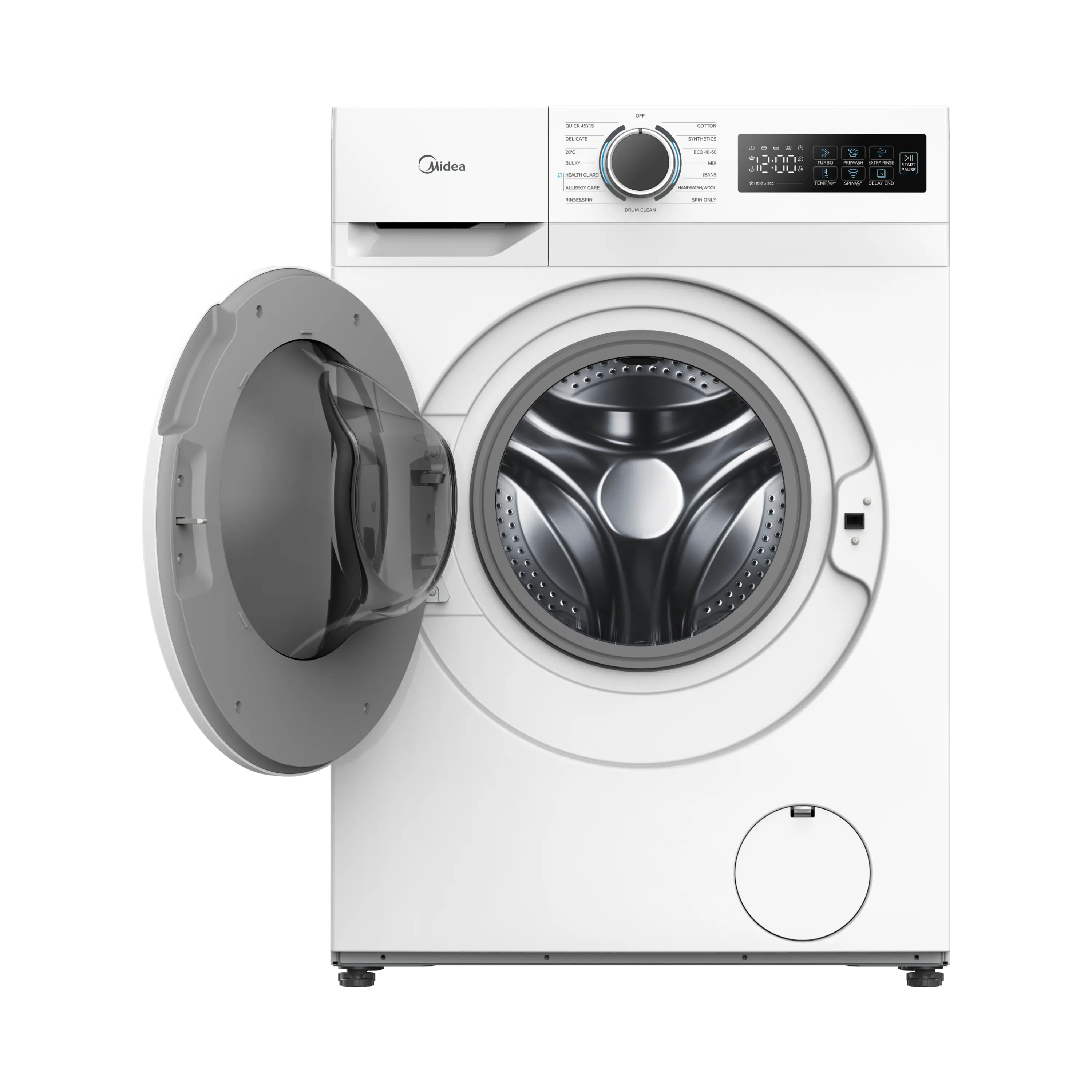 Midea MF110W80B/WGCC 8KG Front Load Inverter Washing Machine 1400RPM Steam HealthGuard Turbo Wash