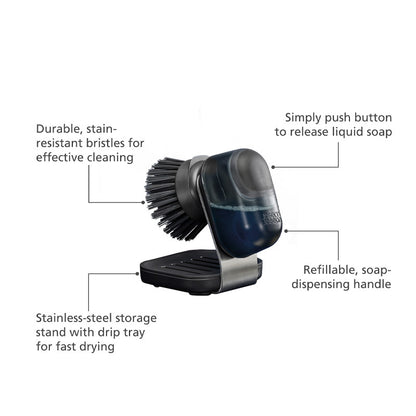 Joseph Joseph SinkTech™ Compact Soap Dispensing Washing Up Brush with Steel Stand