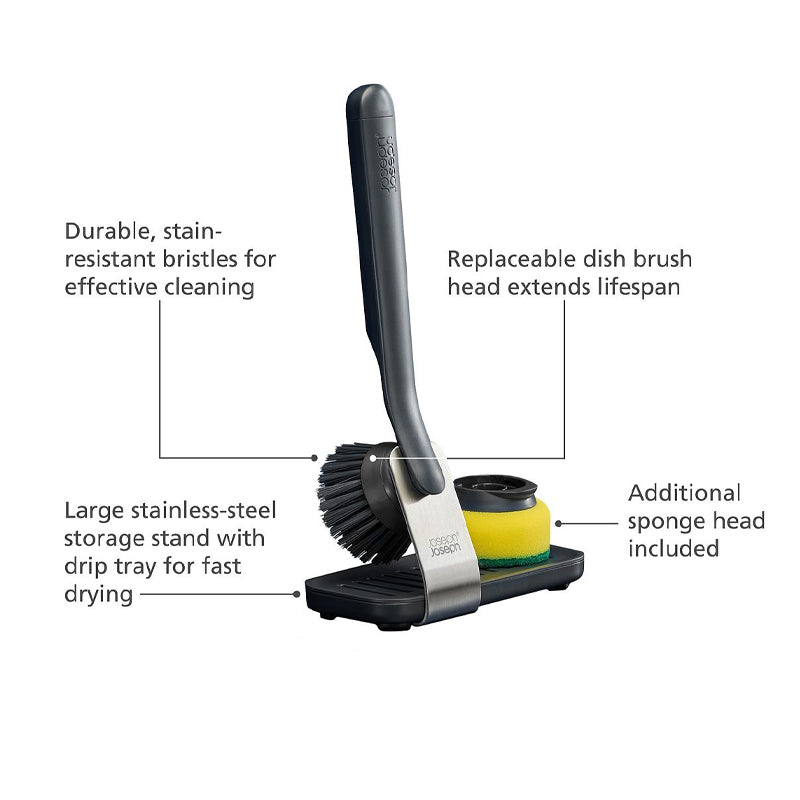 Joseph Joseph SinkTech™ Washing Up Brush & Sponge Set with Steel Stand