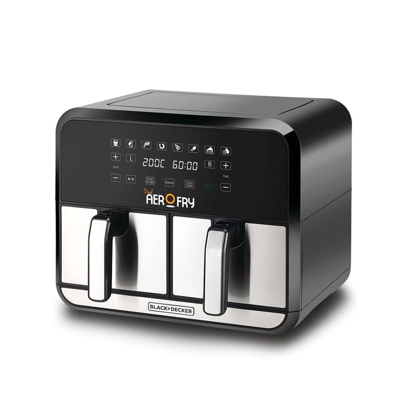 Black & Decker Digital Dual Zone Air Fryer 1700W 4L+4L Capacity With Rapid Hot Air Circulation For Frying, Grilling, Broiling, Roasting, and Baking DZAF1700-B5