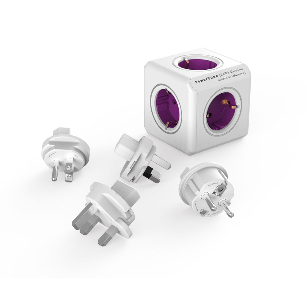 Allocacoc PowerCube? |Rewirable USB| 4x Plug Travel - Orchid Purple