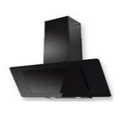 Flora FLWH13-V800-90B Cooker Hood Inclined Stainless Steel with Blackglass fontal.
