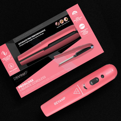 Revamp Liberate Cordless Compact Ceramic Hair Straightener - Pink