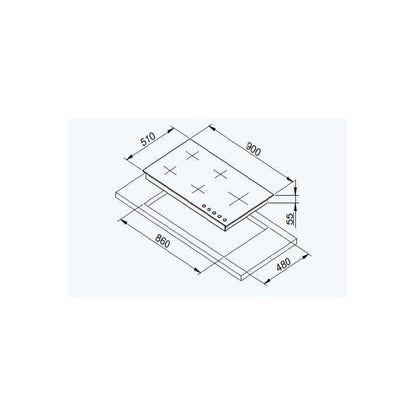 Flora FLBH10-CTSF-R95BC Built In hob 90cm Crystal Black.