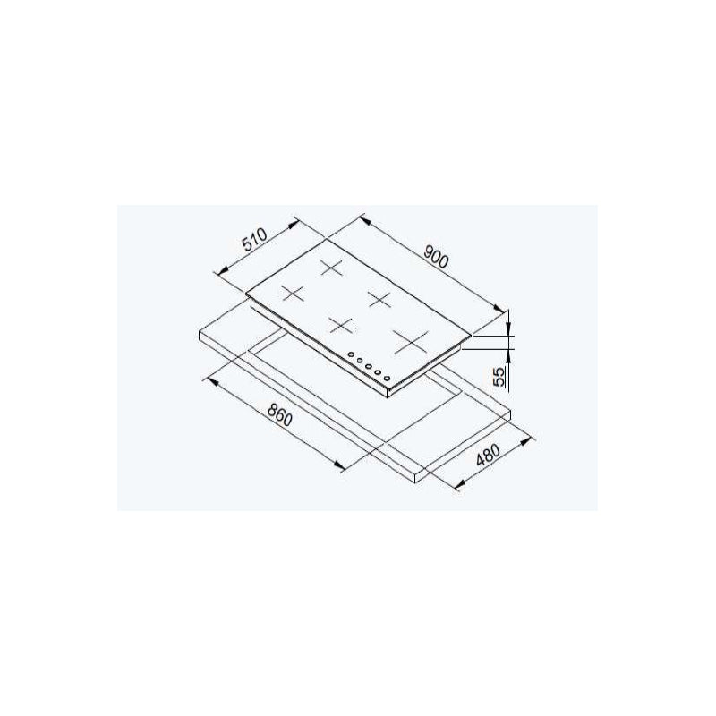 Flora FLBH10-CTSF-R95BC Built In hob 90cm Crystal Black.