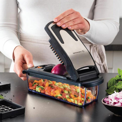 Nutricook Essentials 4-in-1 Vegetable Chopper, Stainless Steel Blades, BPA-Free - Black, NC-VC150