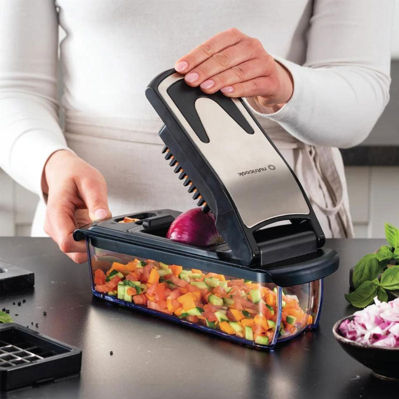 Nutricook Essentials 4-in-1 Vegetable Chopper, Stainless Steel Blades, BPA-Free - Black, NC-VC150
