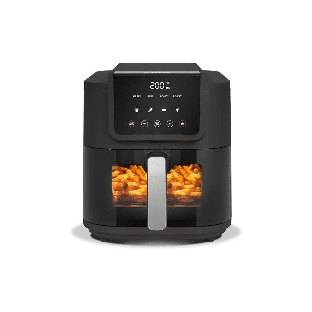 Nutricook Air Fryer Slim, 5L, 1.4 KGs, Large Basket, Space-Saving Slim Design, Air Fry, Bake, Reheat, with 5 Presets, Clear Window & Light, AFS100, Black, 1500 Watts, 2 Years Warranty