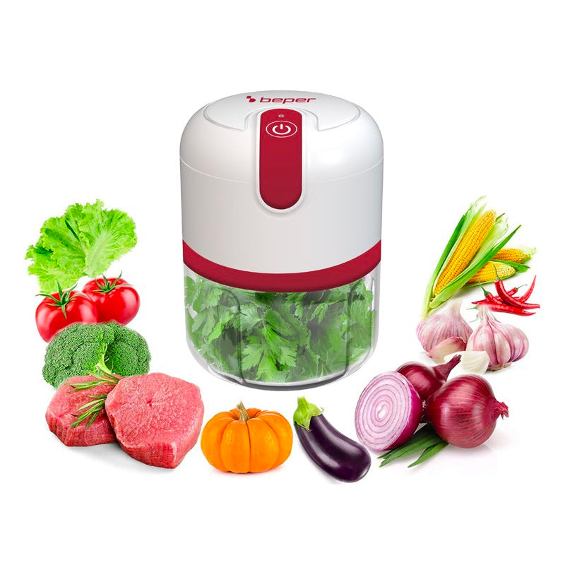 Beper, Usb Rechargeable Food Chopper P102ROB050, Red