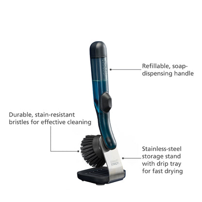 Joseph Joseph SinkTech™ Soap Dispensing Washing Up Brush with Steel Stand