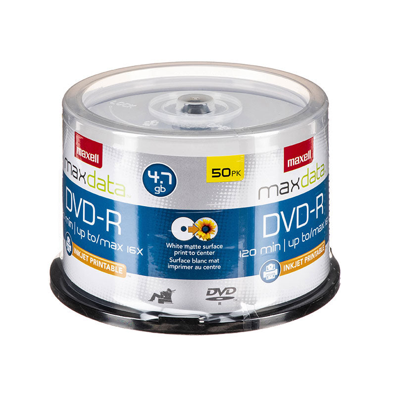 MAXELL Blank DVD-R ,Printable White , 4.7GB, 16X    Pack of 50