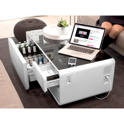 EchoChill Smart Coffee Table with Fridge & Bluetooth Speaker