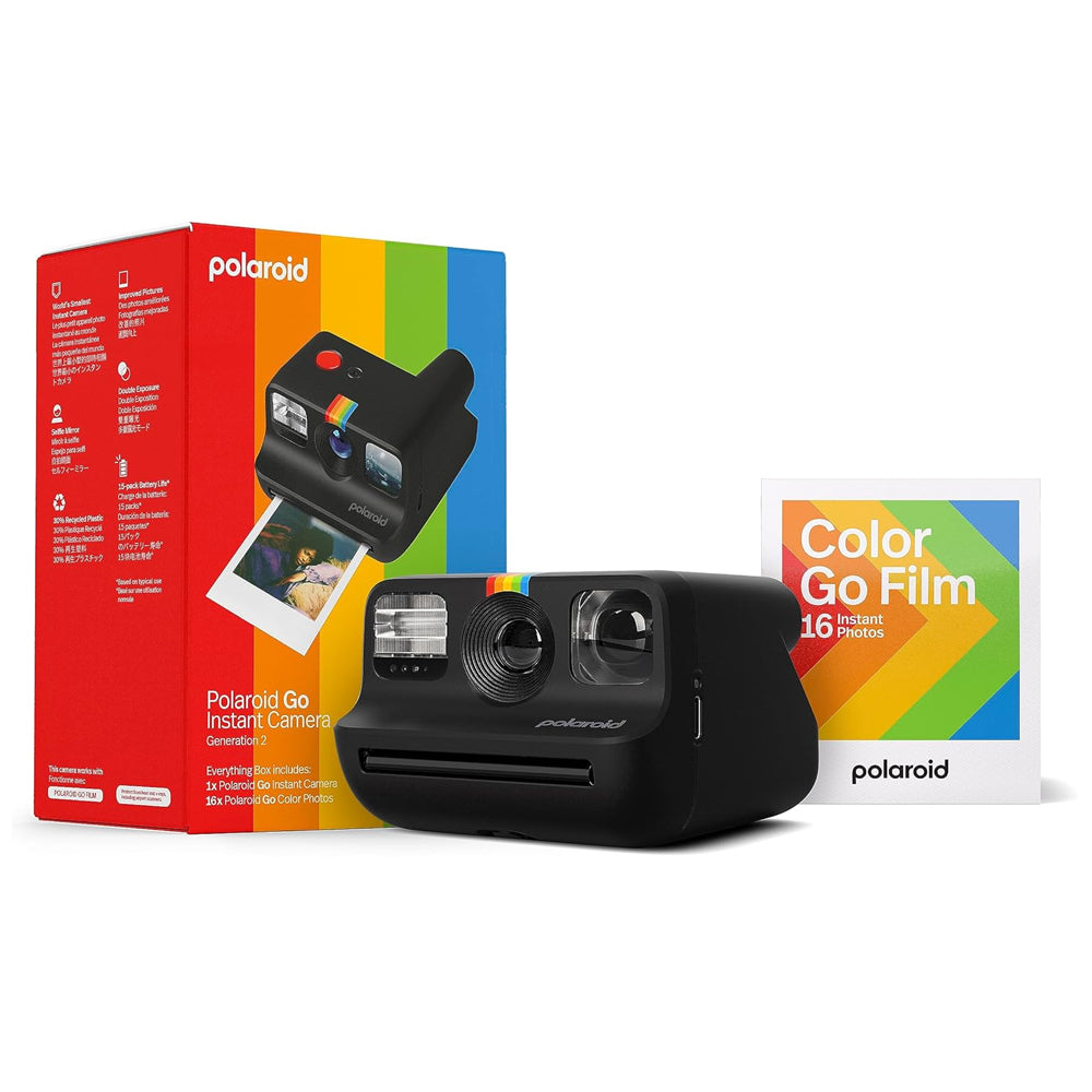 Polaroid Go Instant Camera Generation 2 - Black + Film Bundle (16 Photos Included)