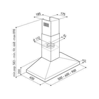 Flora FLWH13-EL43-60X Cooker Hood Chimney Stainless steel.