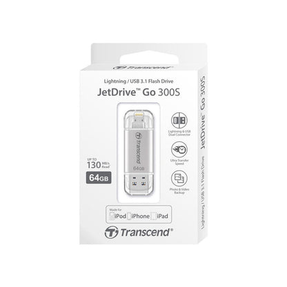 Transcend JetDrive Go 300 Flash Drive (64GB, Silver)