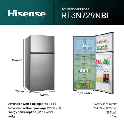 Hisense Top Mount Refrigerator 729 Litres RT3N729NBI