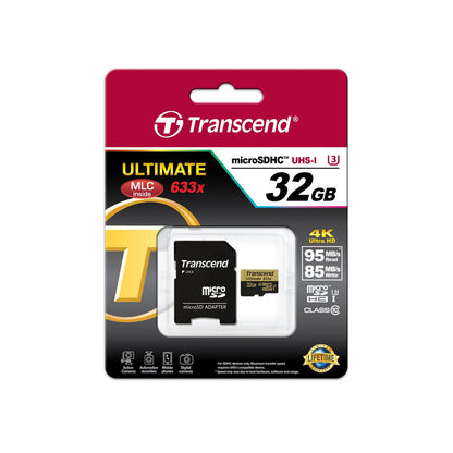 Transcend 32 GB MicroSDHC Class 10 UHS-I/U3 Memory Card with Adapter 95 Mb/s