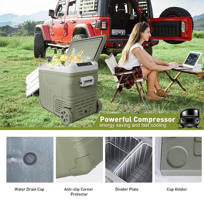 Aqualux Car Fridge 50L, Compressor, 12V & 220V, Temperature  from -16 to +16, Green