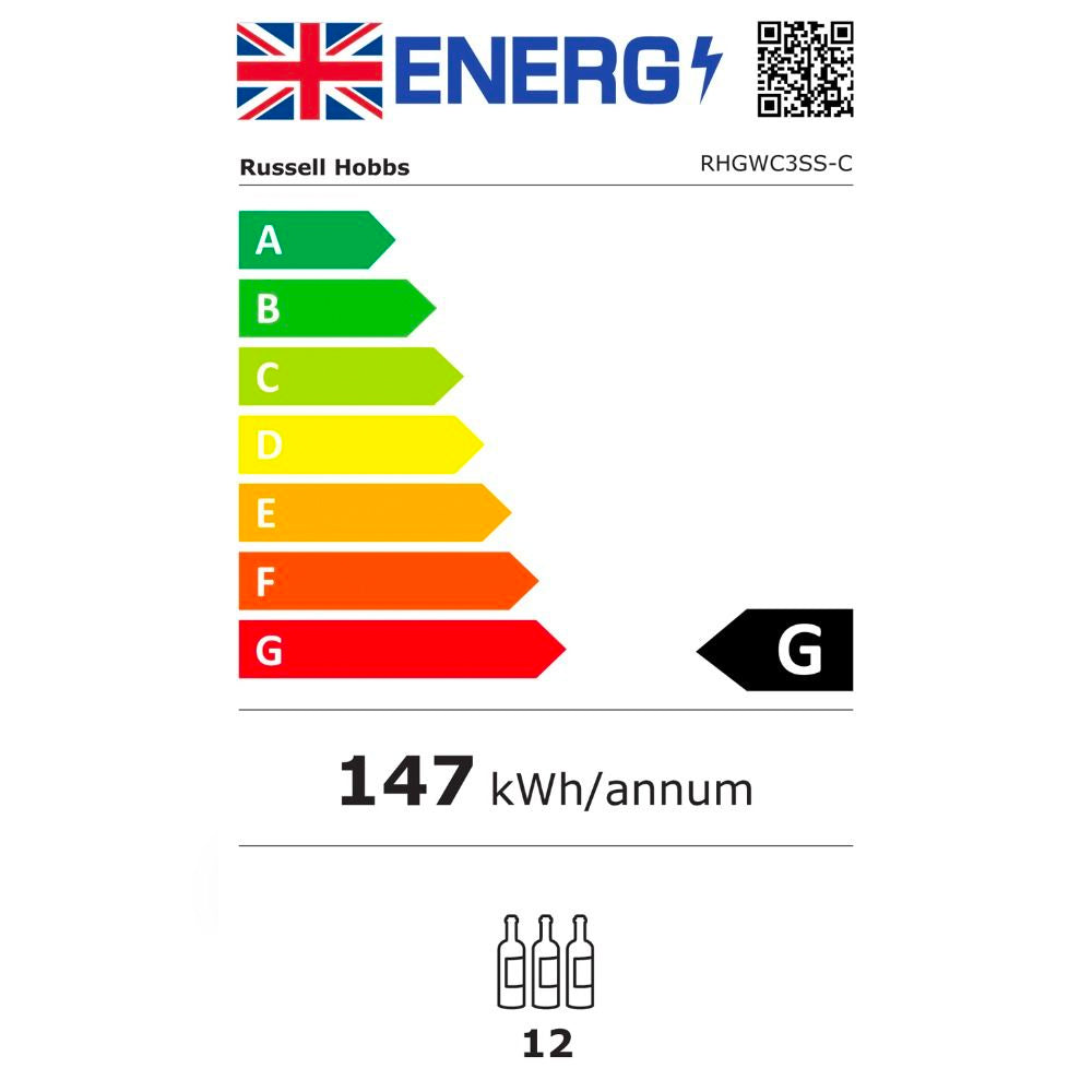 Russell Hobbs Stainless Steel Glass Door Wine Cooler