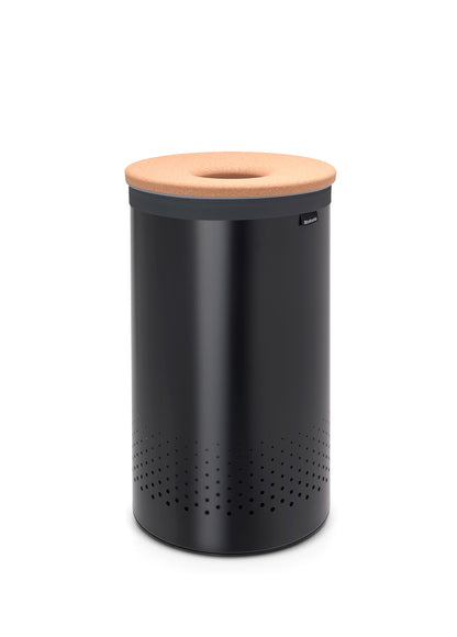 Brabantia  Laundry Hamper with Removable Inner Bag, 9.2 Gallon (35L), Black, 11.8L x 11.8W x 25H centimeters