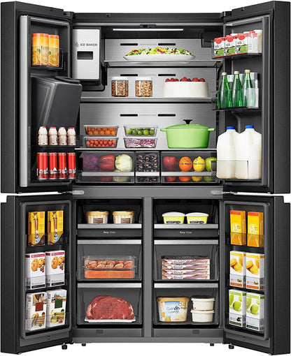 Hisense RQ759N4IBU1 Pure flat Cross Door Smart Refrigerator with Touch Display,Water and Ice Dispenser,Anti-Bacterial Interior ,Metal Cooling, Fridge-Freezer Convertible Bottom right compartment with No Frost inverter compressor