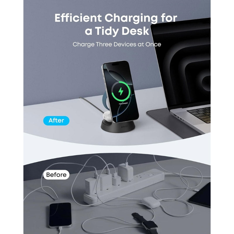 Anker MagGo Wireless Charging Station (3-in-1, Dock Stand)