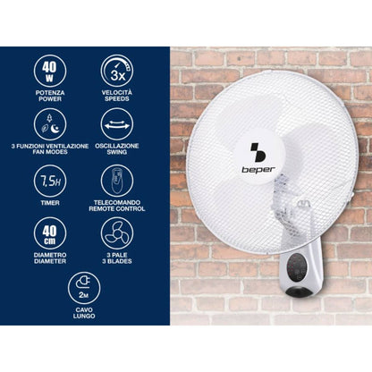 Beper Wall Fan With Remote Control, P206ven600