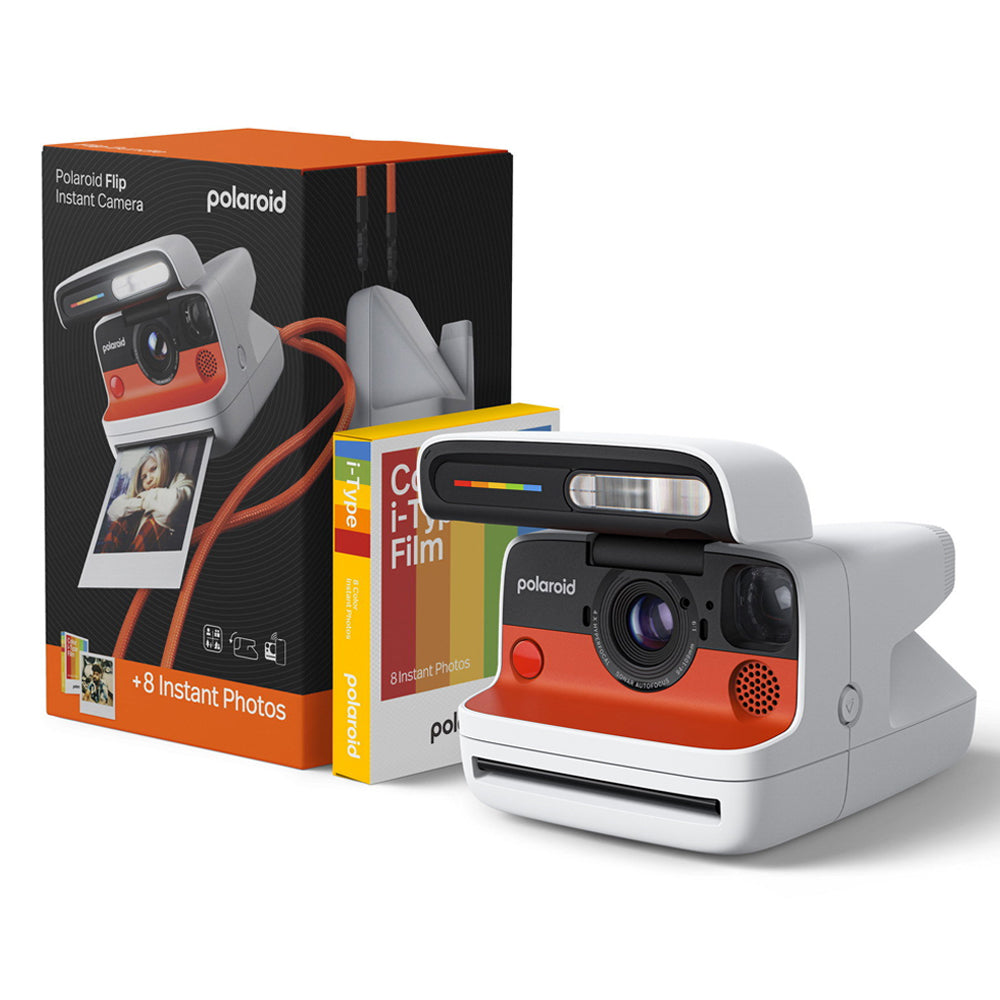 Polaroid Flip Instant Camera White + Color Film Bundle (8 Photos Included)