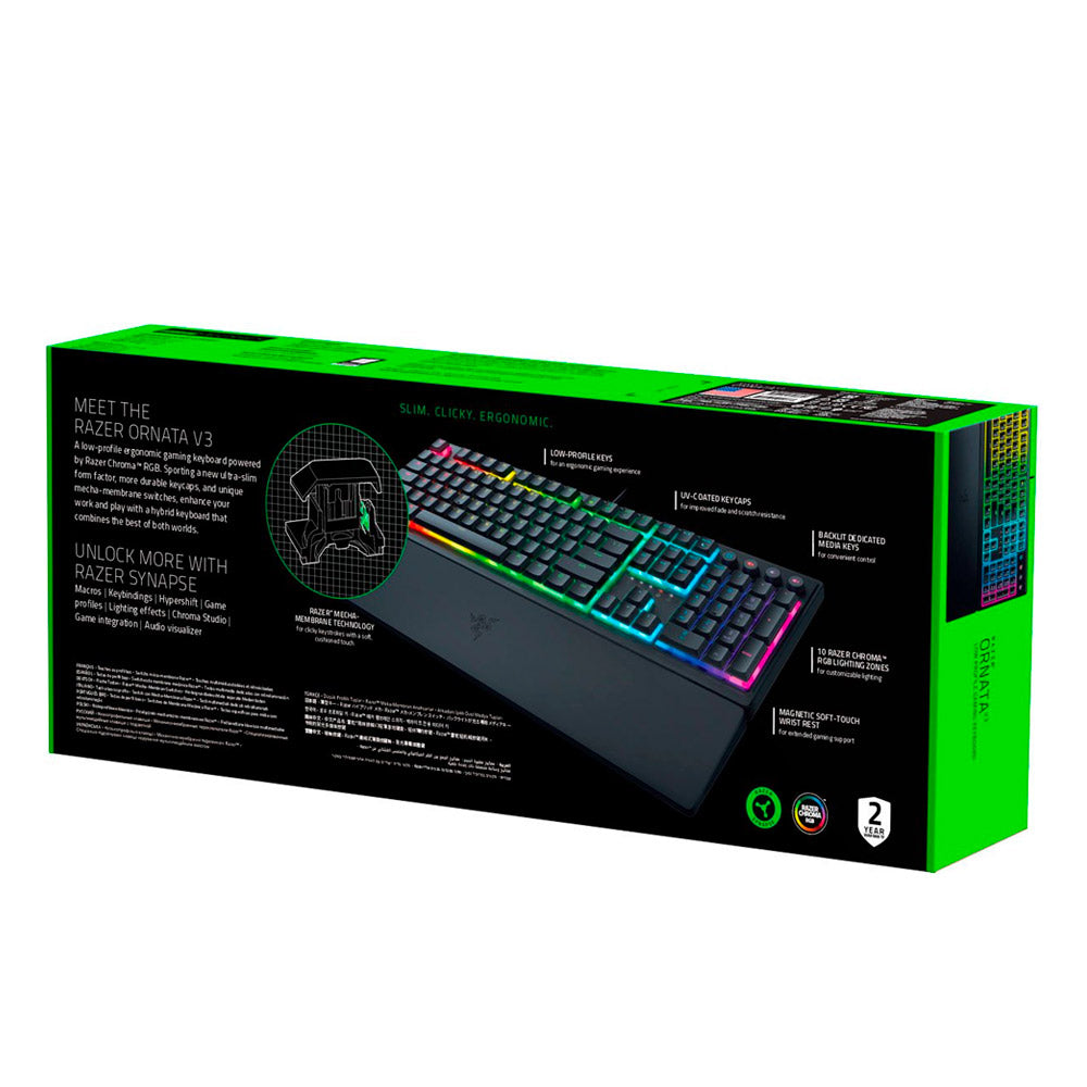 Razer - Ornata V3 Full-Size Wired Mecha-Membrane Gaming Keyboard with Chroma RGB Backlighting - Black